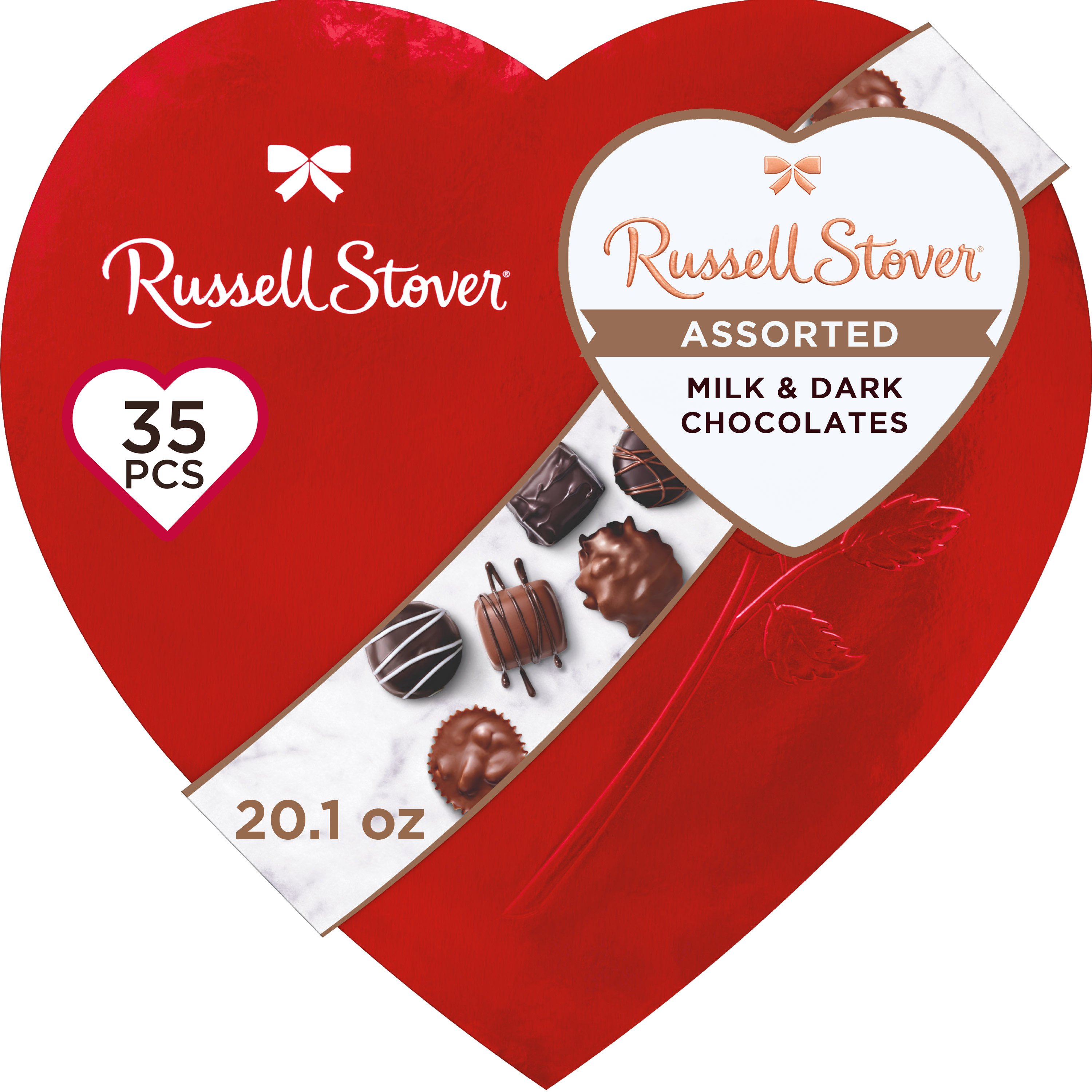 Russell Stover Assorted Chocolates Valentine's Red Foil Heart Gift Box ...