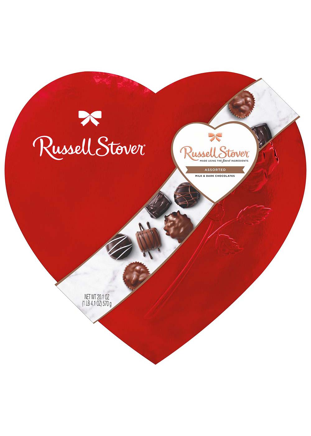 Russell Stover Assorted Chocolates Valentine's Red Foil Heart Gift Box, 35 Pc; image 1 of 2