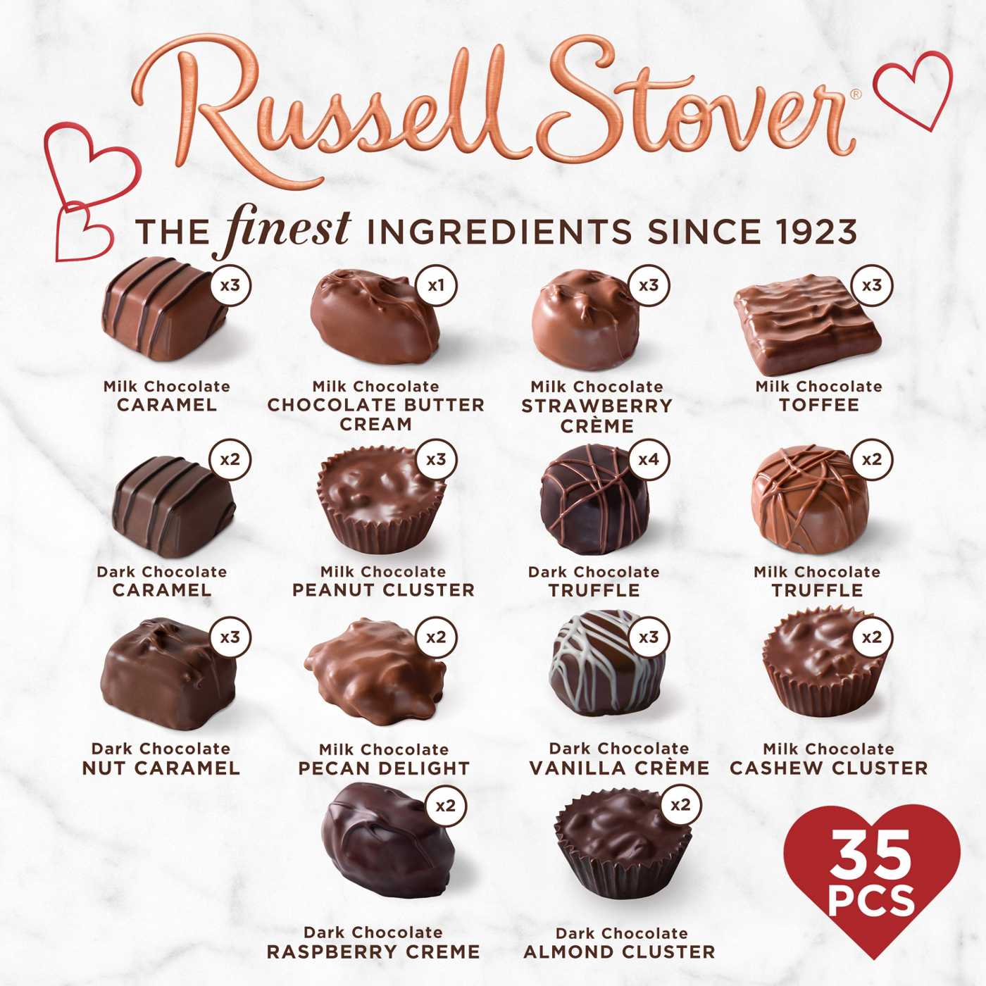 Russell Stover Assorted Chocolates Valentine's Red Foil Heart Gift Box, 35 pc; image 4 of 7