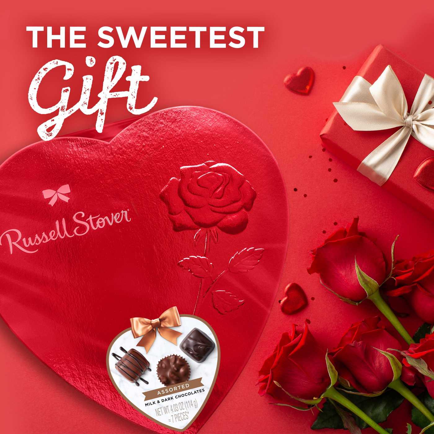 Russell Stover Assorted Chocolates Valentine's Red Foil Heart Gift Box, 7 pc; image 3 of 7