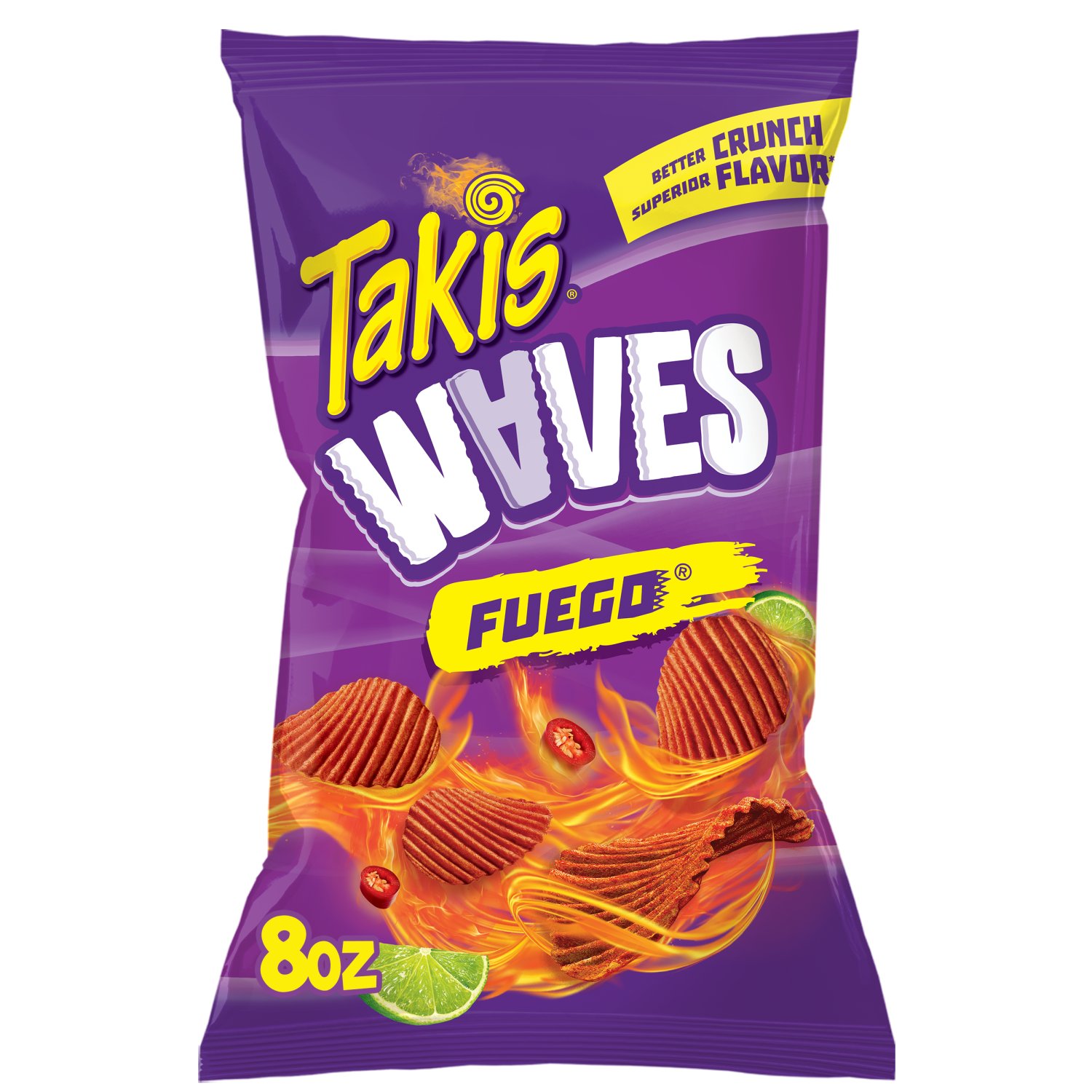 Takis Fuego Waves Sharing Size Bag - Hot Chili Pepper & Lime Wavy ...