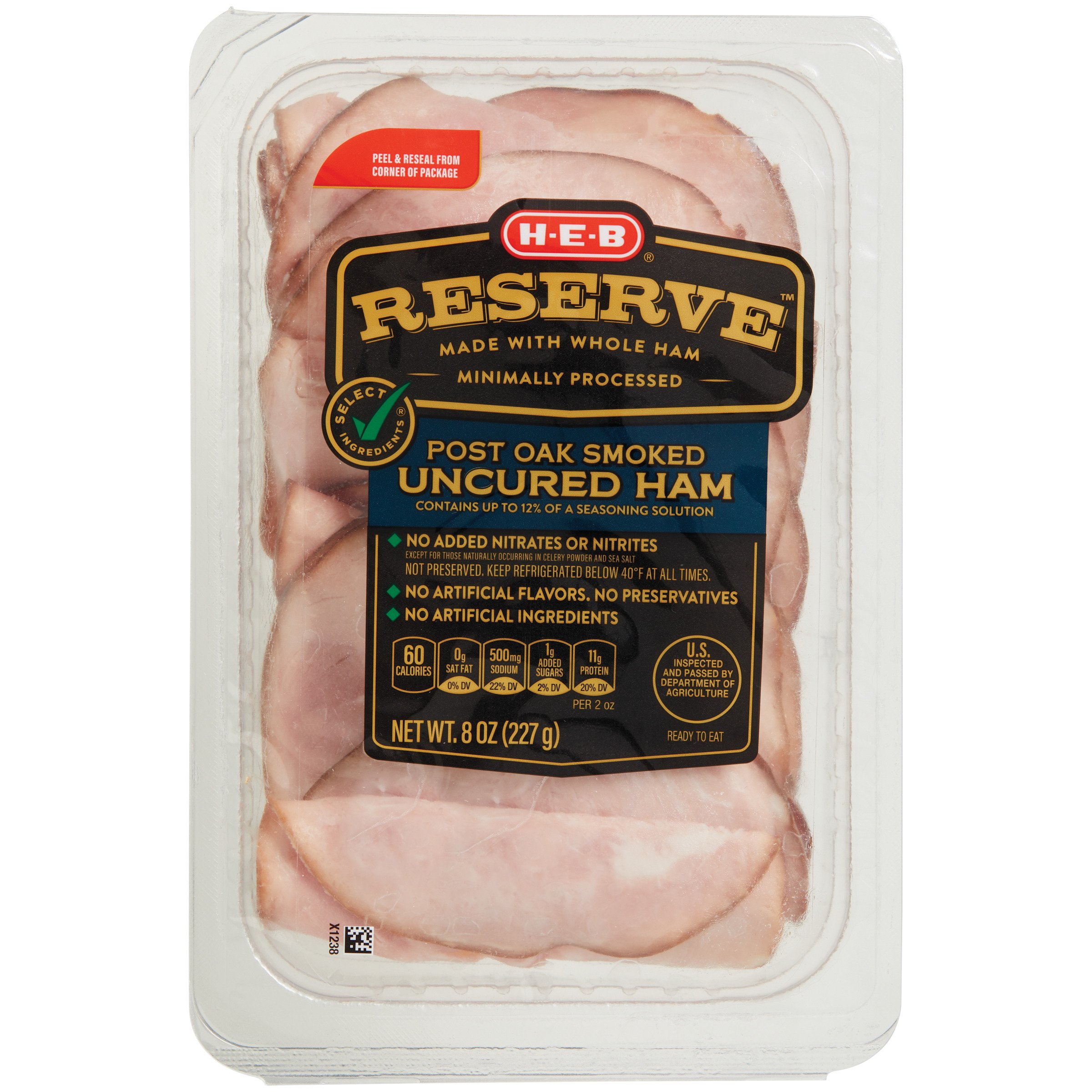H-E-B Reserve Post Oak-Smoked Uncured Ham Lunch Meat, 8 oz
