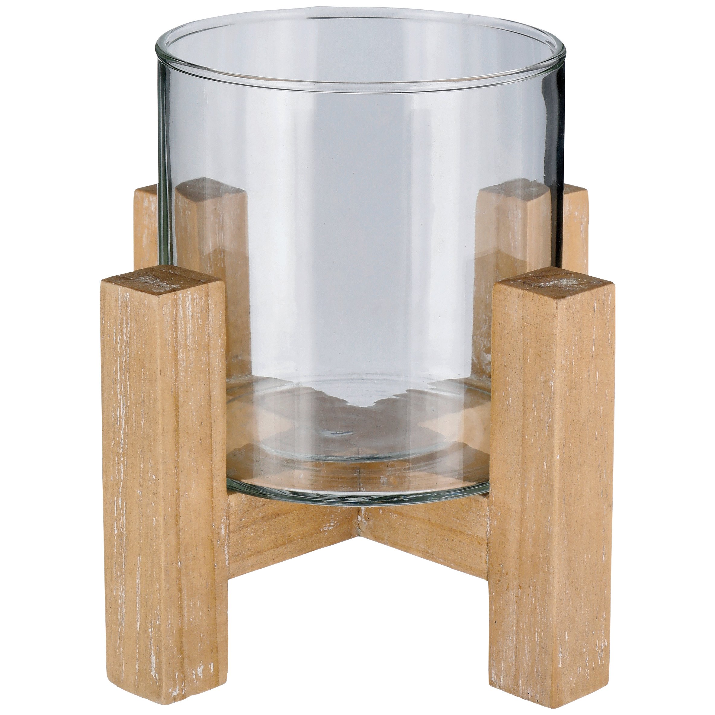Haven + Key Glass Candle Holder with Wood Base Shop Seasonal Decor at