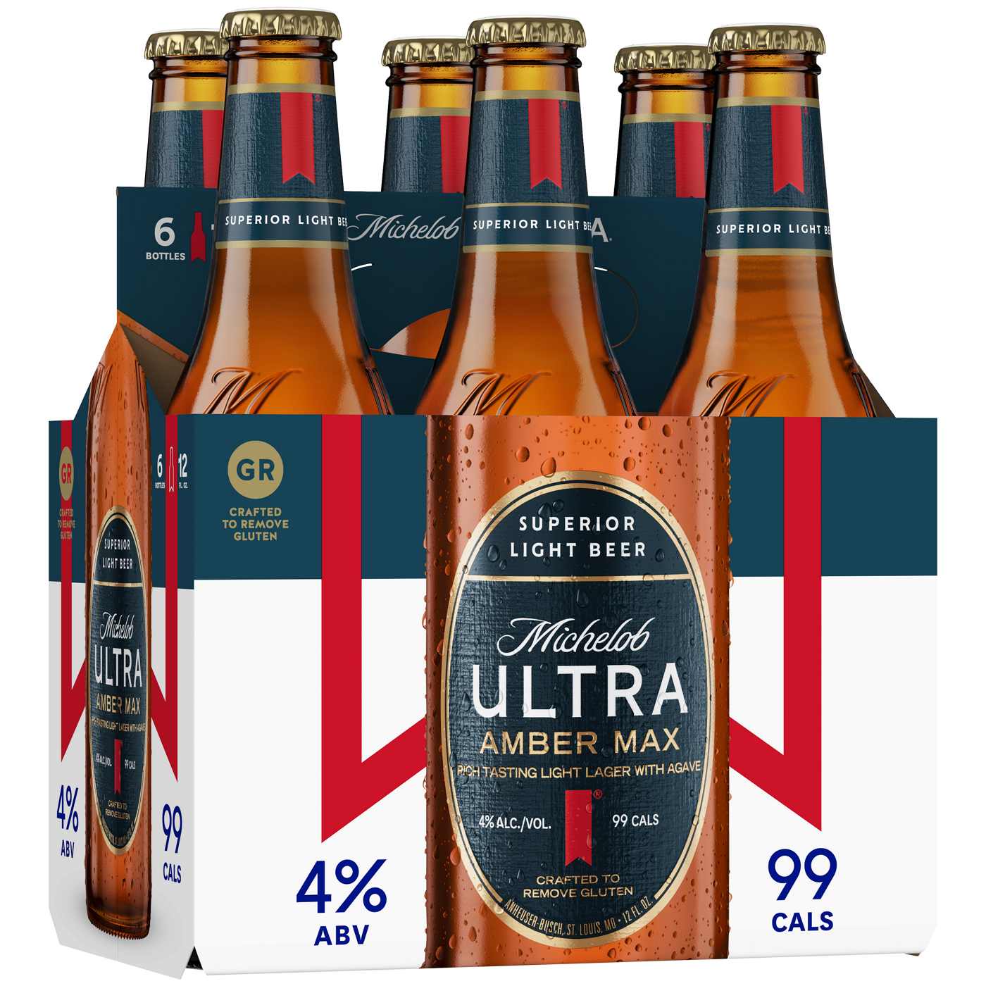 Michelob Ultra Amber Max Light Lager Beer 6 pk Bottles; image 1 of 2