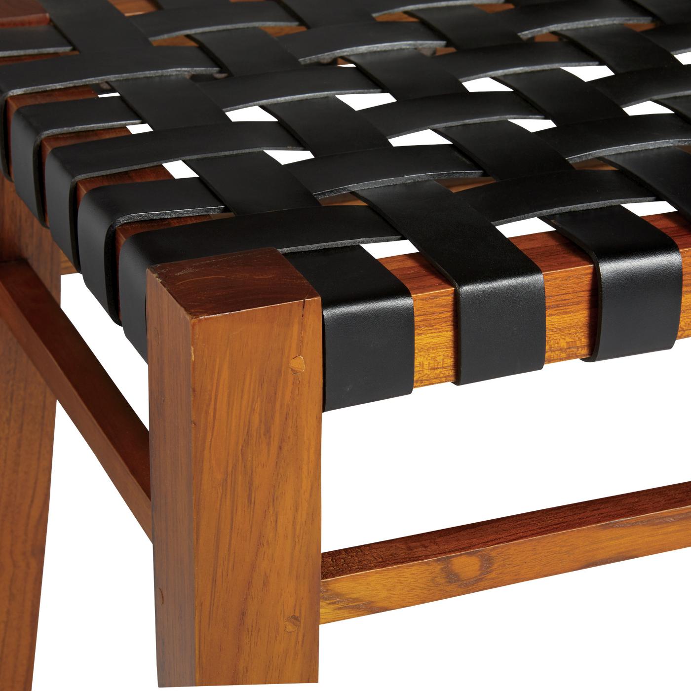 Haven + Key Woven Leather Stool – Black - Shop Seasonal decor at H-E-B