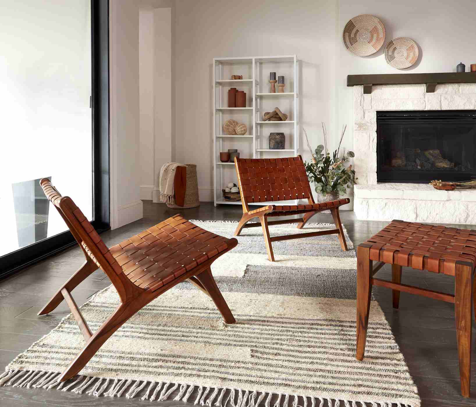 Haven + Key Woven Leather Stool – Brown - Shop Seasonal decor at H-E-B