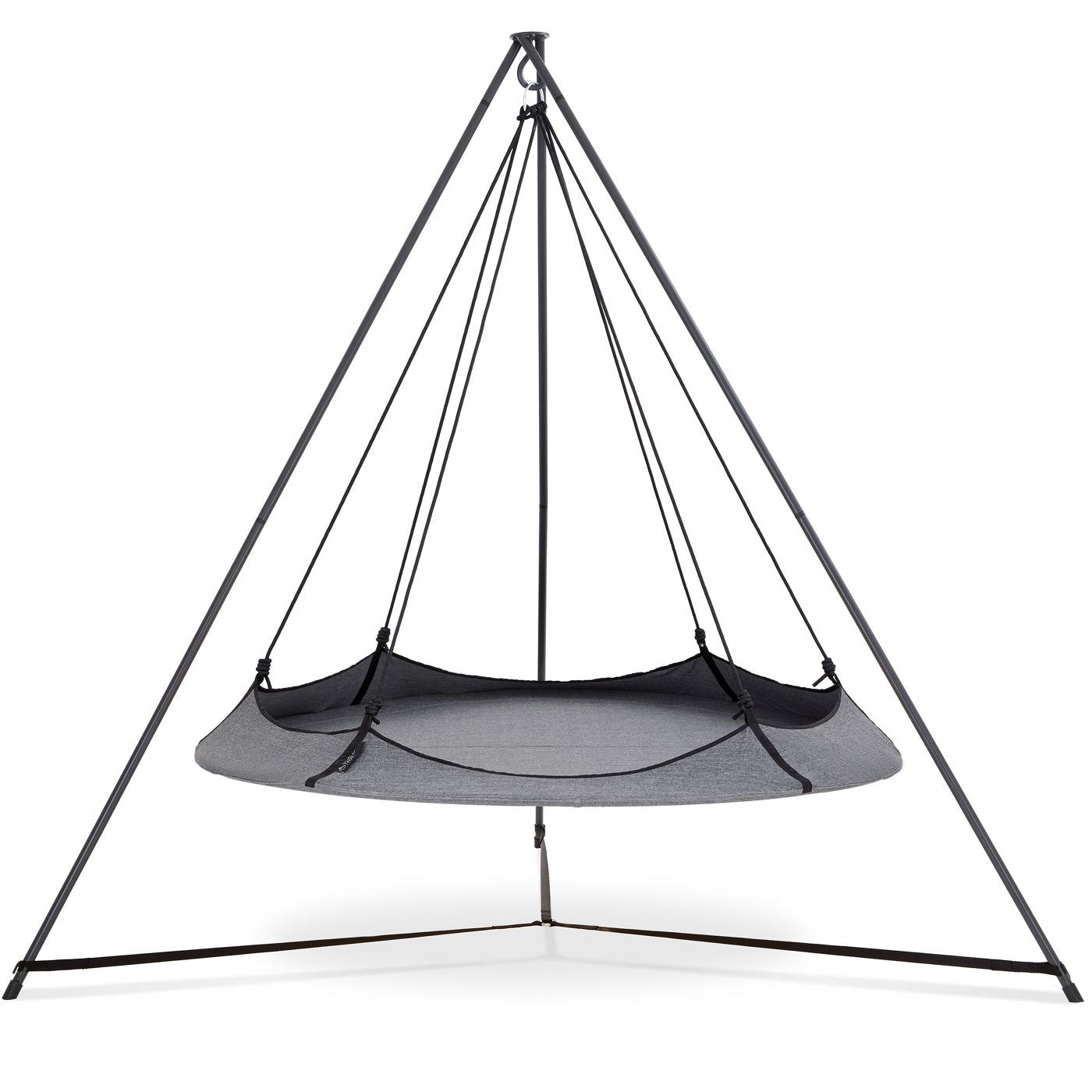 Hangout Pod Grey/Black Circular Family Hammock Bed with Stand; image 1 of 10