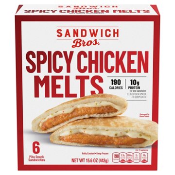 Sandwich Bros. Spicy Chicken Melts Pita Snack Sandwiches, 6 ct