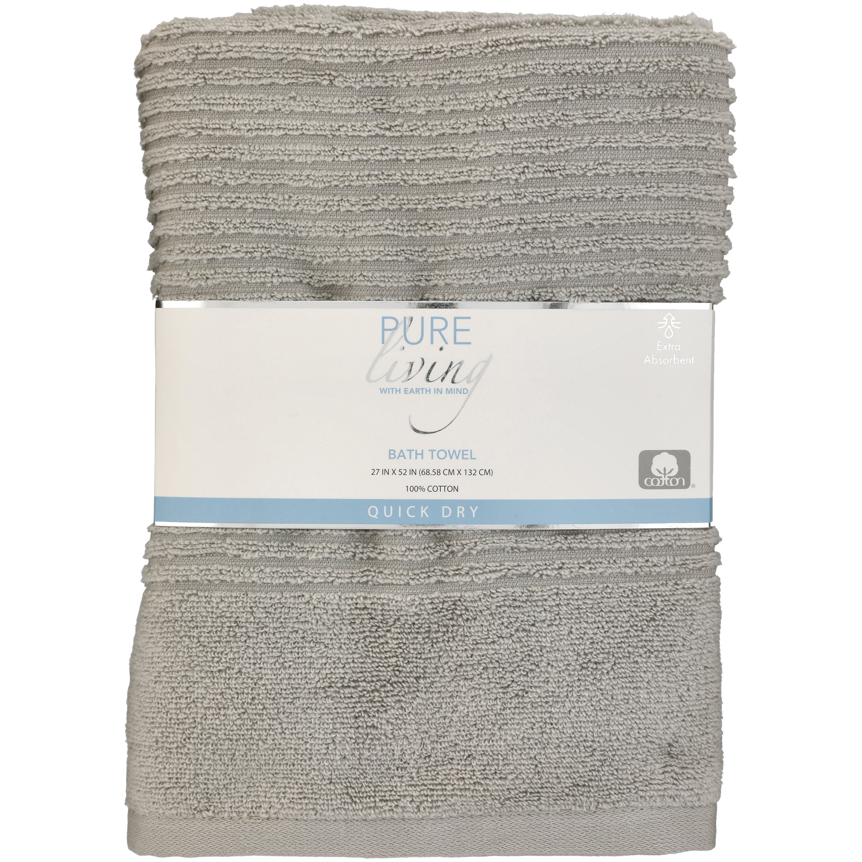 Simply Spa Pure Living Charcoal Quick Dry Cotton Bath Towel