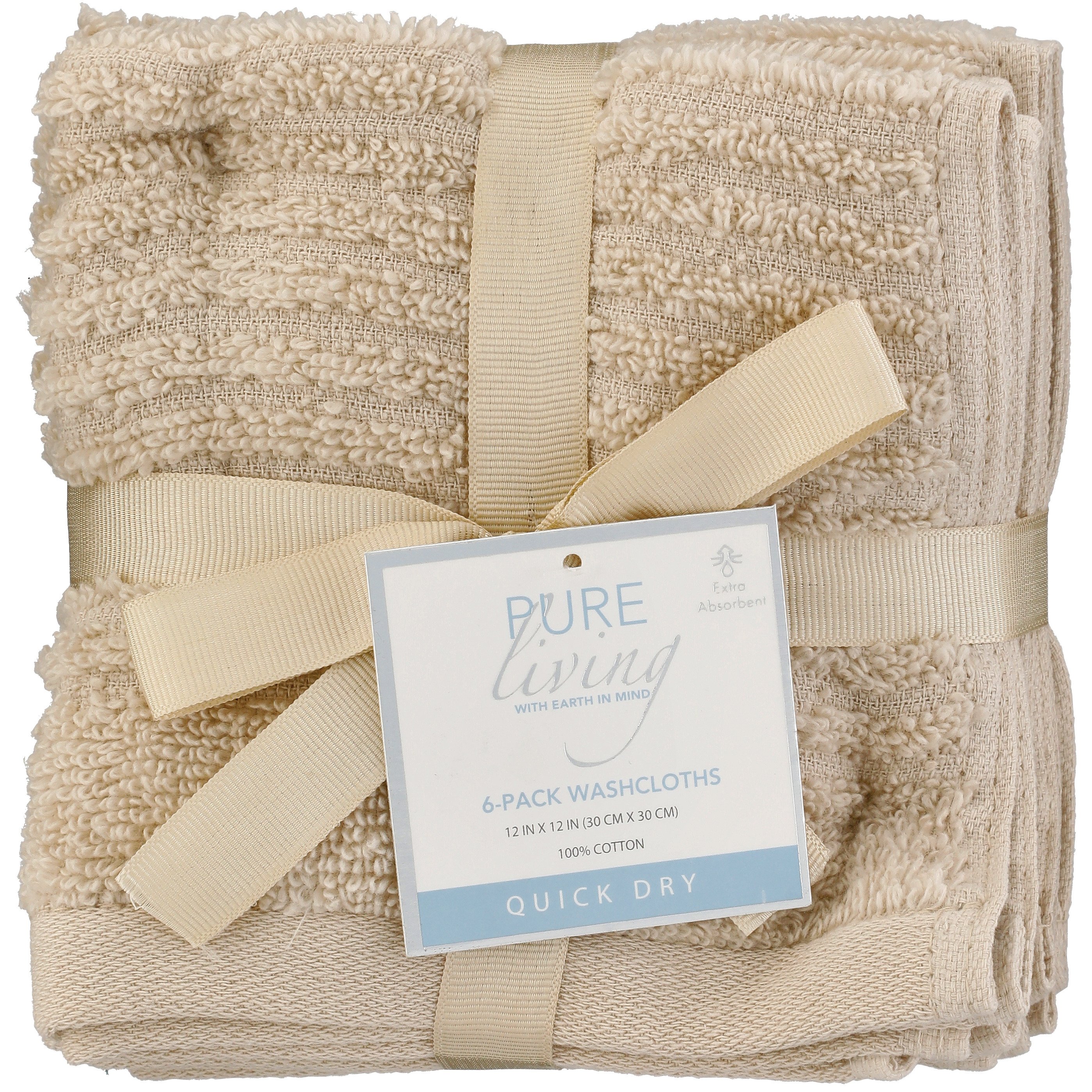 Simply Spa Pure Living Taupe Quick Dry Cotton Washcloths Shop Towels & Washcloths at HEB