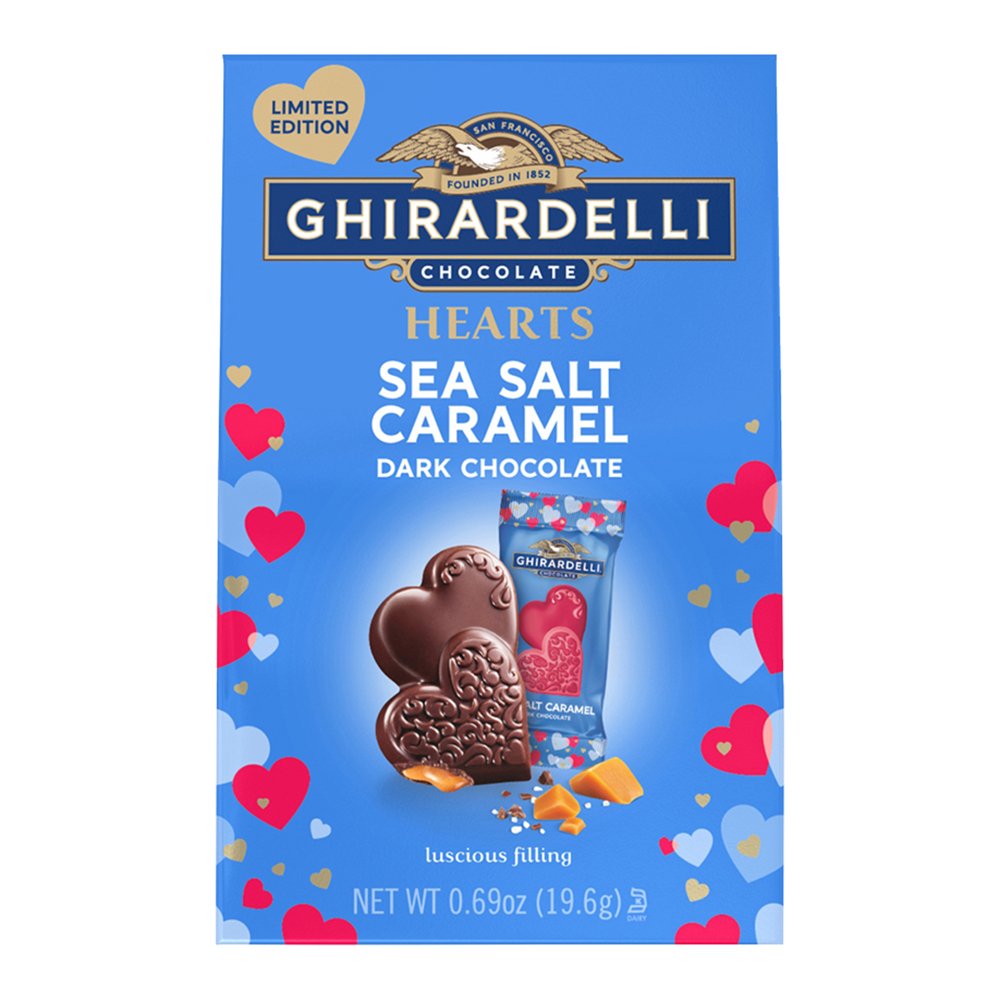 Ghirardelli Dark Chocolate Sea Salt Caramel Duet Hearts Valentine Bag