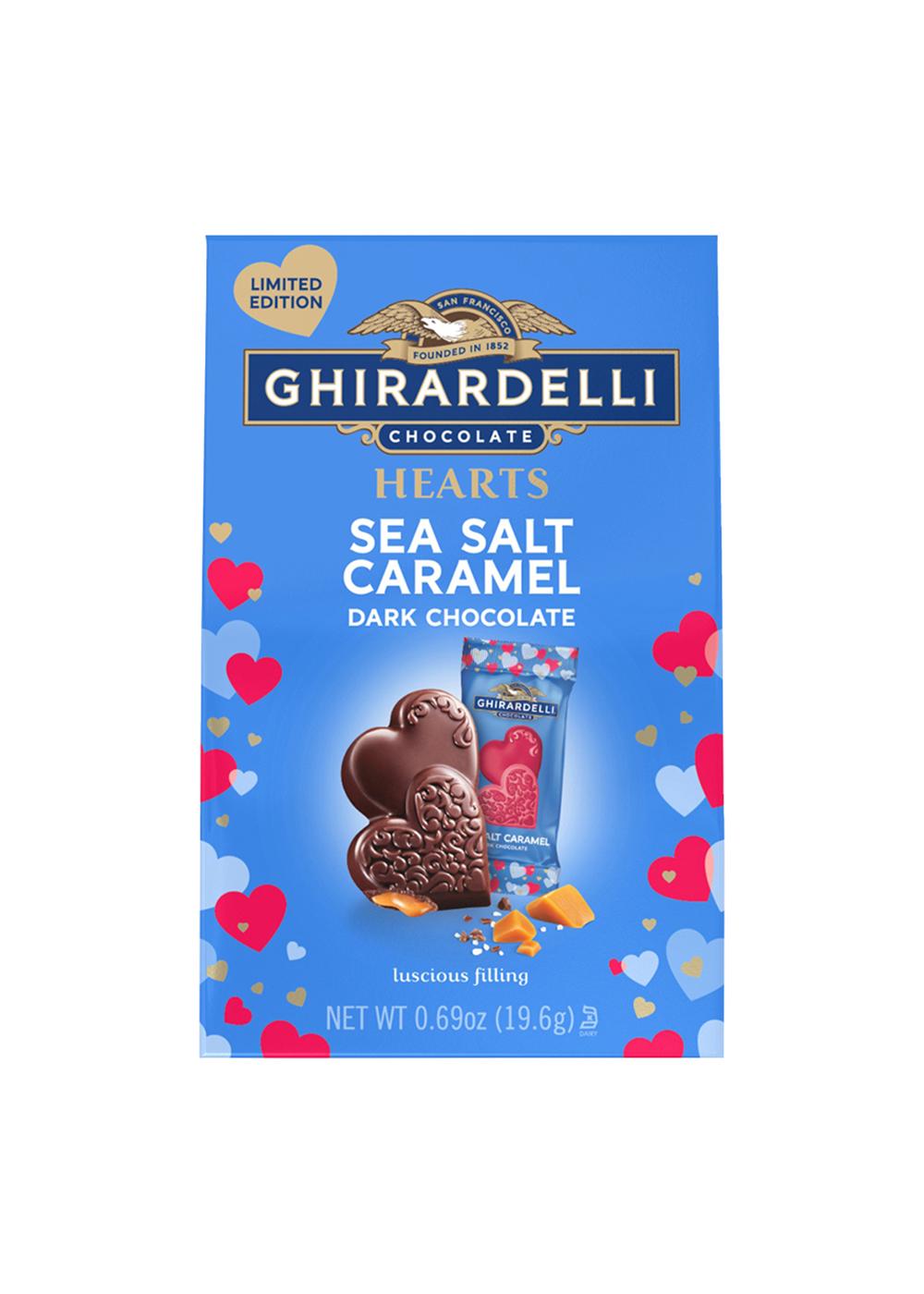 Ghirardelli Sea Salt Caramel Dark Chocolate Hearts Valentine's Candy, 2 pc; image 1 of 3