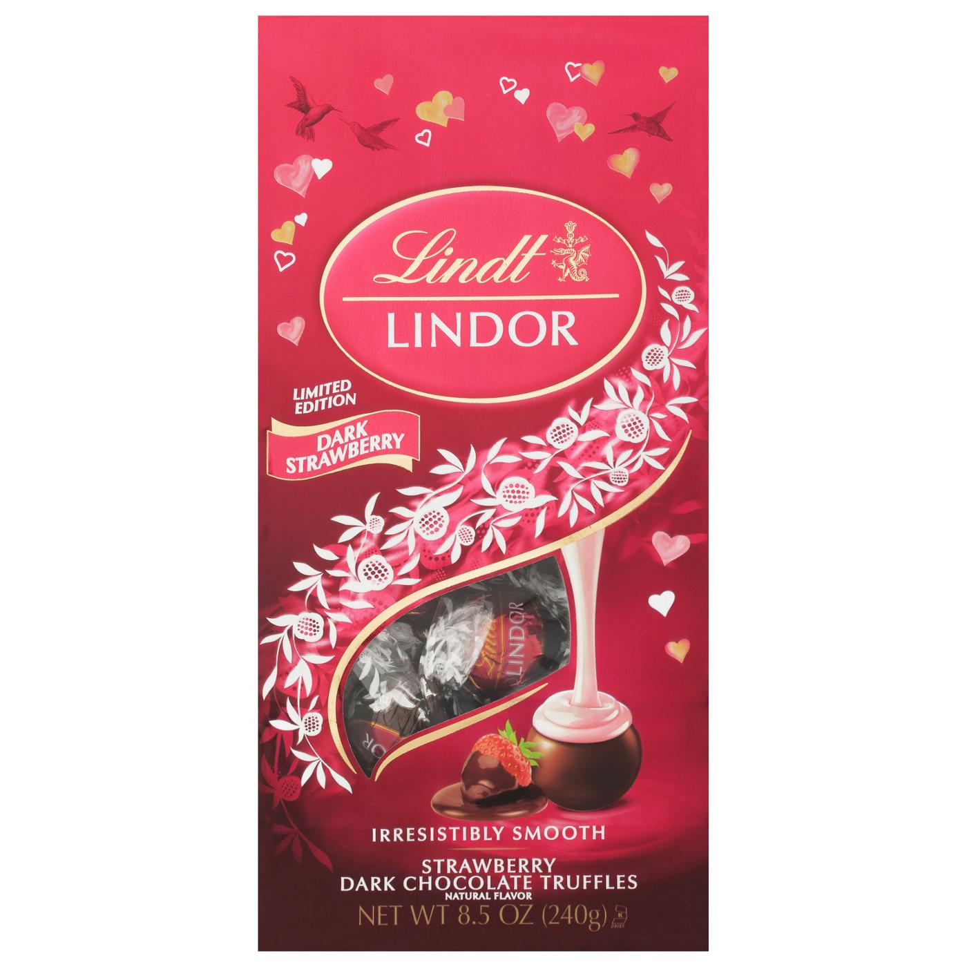 Lindt Lindor Strawberry Dark Chocolate Truffles Valentine's Candy; image 1 of 4