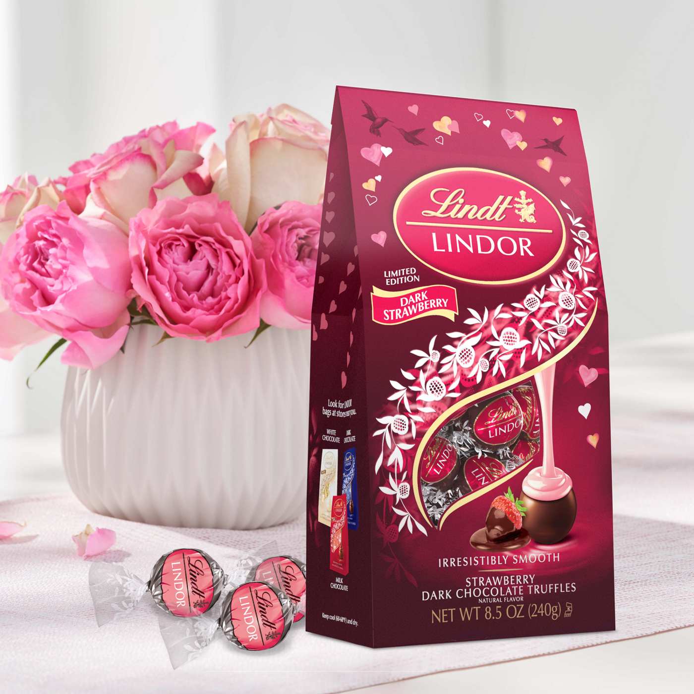 Lindt Lindor Strawberry Dark Chocolate Truffles Valentine's Candy; image 4 of 4