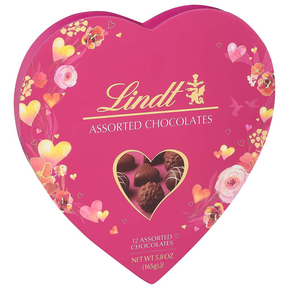 Lindt Assorted Chocolate Truffles Valentine's Heart Gift Box, 12 Pc ...