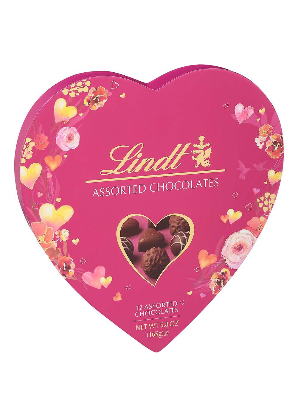 Lindt Assorted Chocolate Truffles Valentine's Heart Gift Box, 12 Pc