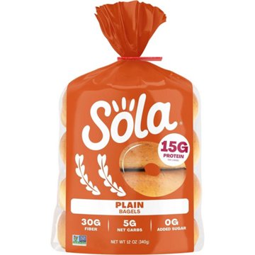 Sola 15g Protein Plain Bagels, 12 oz