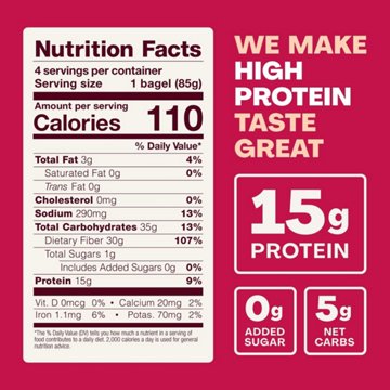 Sola 15g Protein Plain Bagels, 12 oz