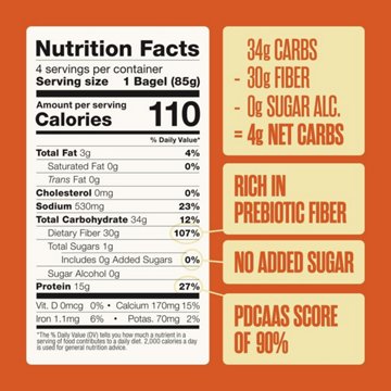Sola 15g Protein Plain Bagels, 12 oz