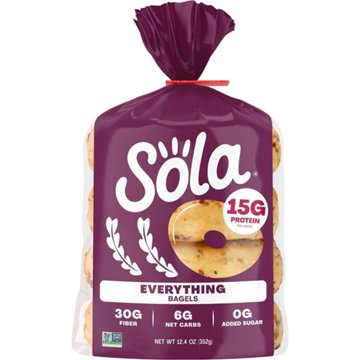 Sola 15g Protein Everything Bagels, 12.4 oz