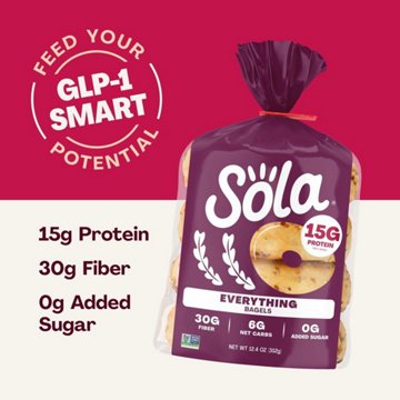 Sola 15g Protein Everything Bagels, 12.4 oz