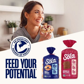 Sola 14g Protein Blu-berry Bagels, 12 oz