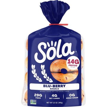 Sola 14g Protein Blu-berry Bagels, 12 oz