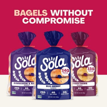 Sola 14g Protein Blu-berry Bagels, 12 oz