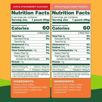 GoGo squeeZ Fruit & VeggieZ No Sugar Added Peach/Strawberry Applesauce Variety Pouches, 12 ct