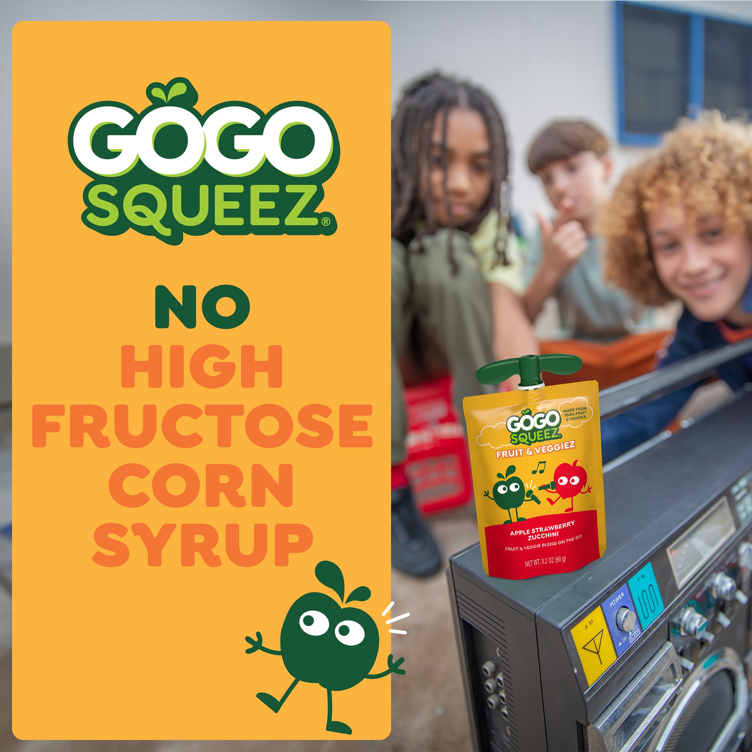 GoGo squeeZ Fruit & VeggieZ No Sugar Added Peach/Strawberry