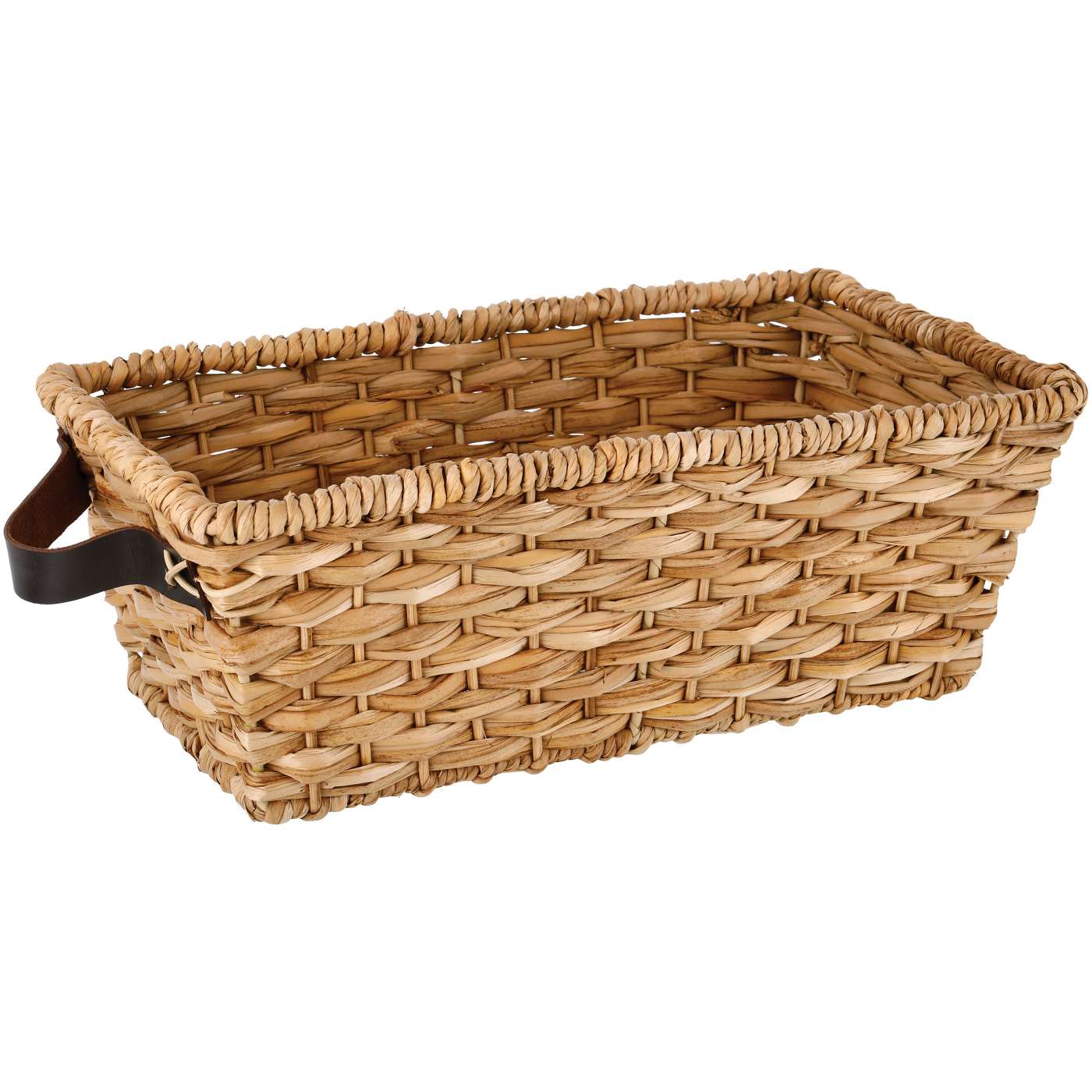 Haven + Key Medium Rectangular Storage Basket with Leather Handles