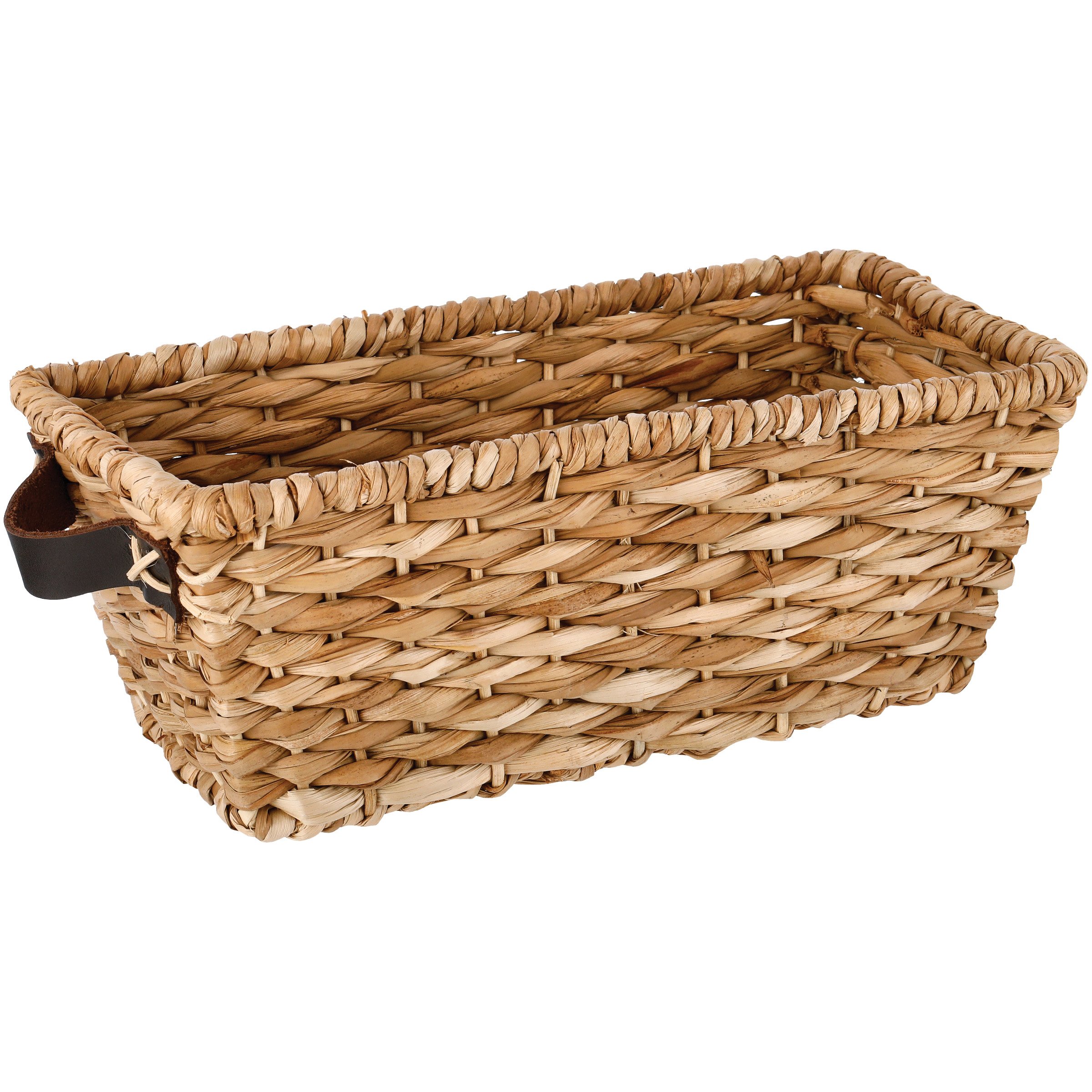 Haven + Key Small Rectangular Storage Basket with Leather Handles Natural Shop Seasonal