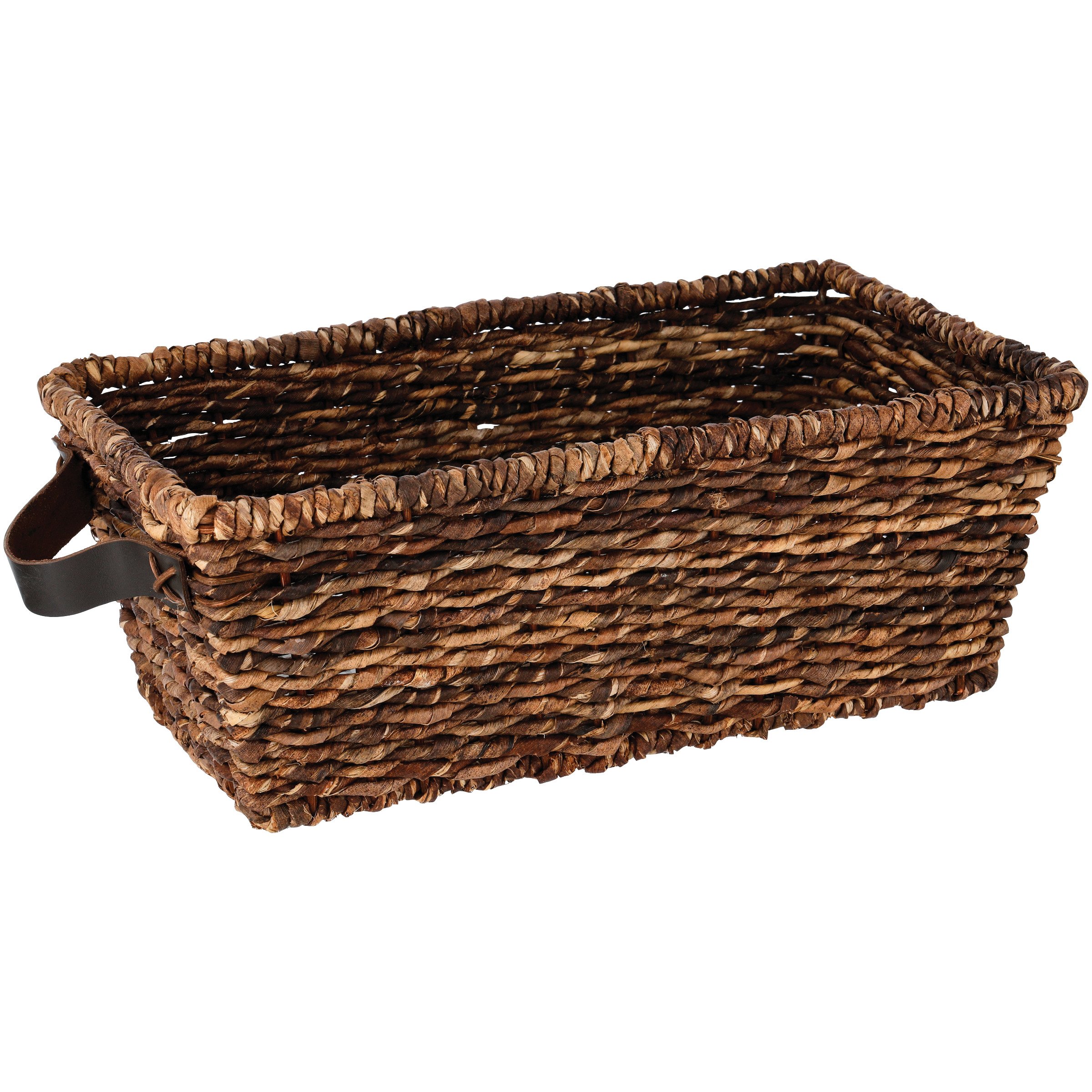 Haven + Key Medium Rectangular Storage Basket with Leather Handles