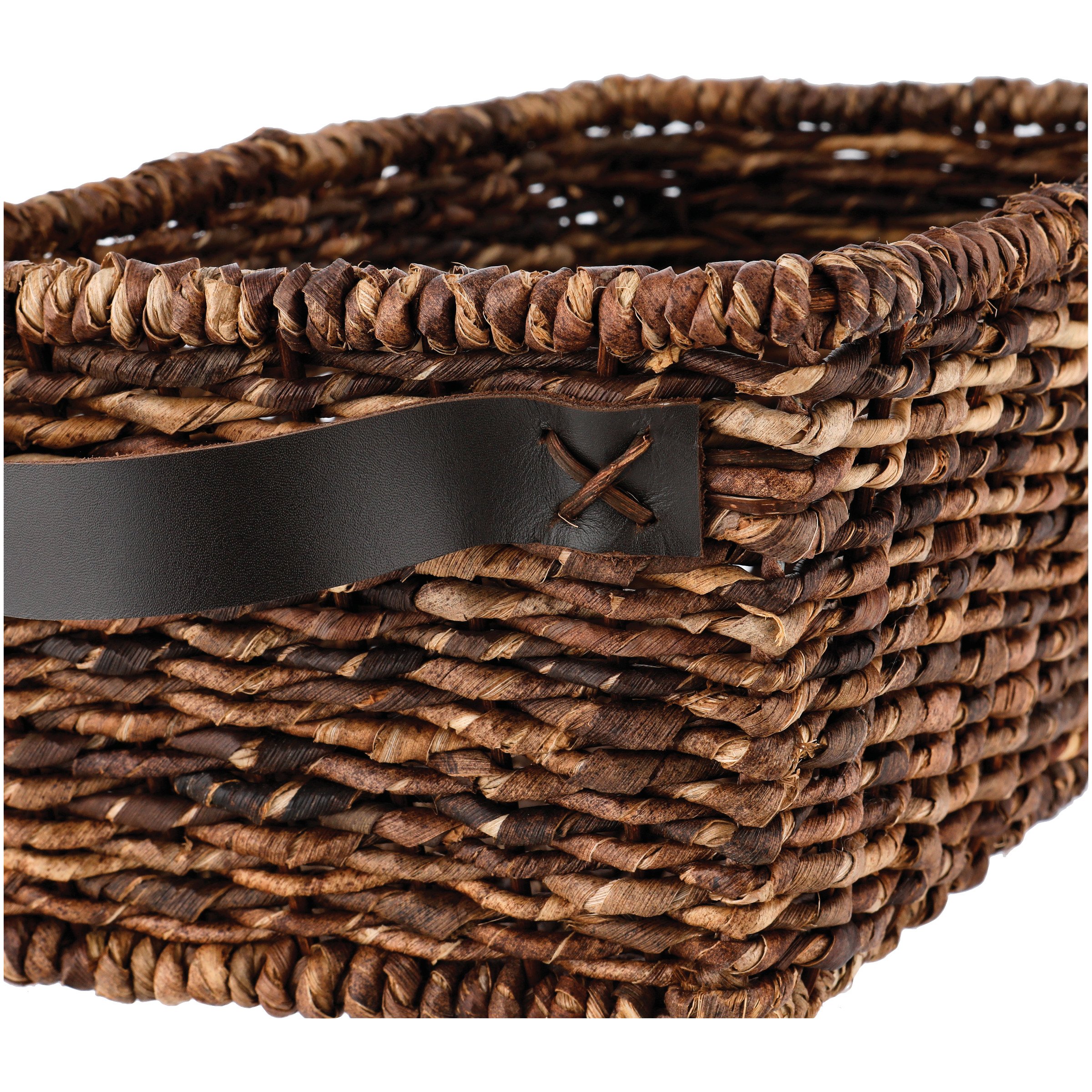 Haven + Key Small Rectangular Storage Basket with Leather Handles - Brown -  Shop Seasonal Decor at H-E-B