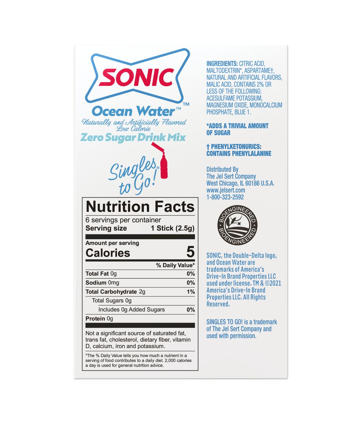 Sonic Singles-To-Go Sugar Free Drink Mix – Ocean Water; image 2 of 4