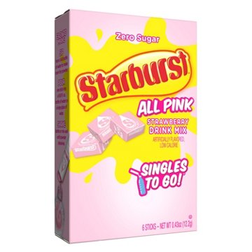 Starburst All Pink Strawberry Zero Sugar Drink Mix, 6 ct