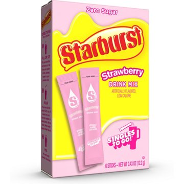 Starburst Singles to Go! Drink Sticks - Strawberry, 6 ct
