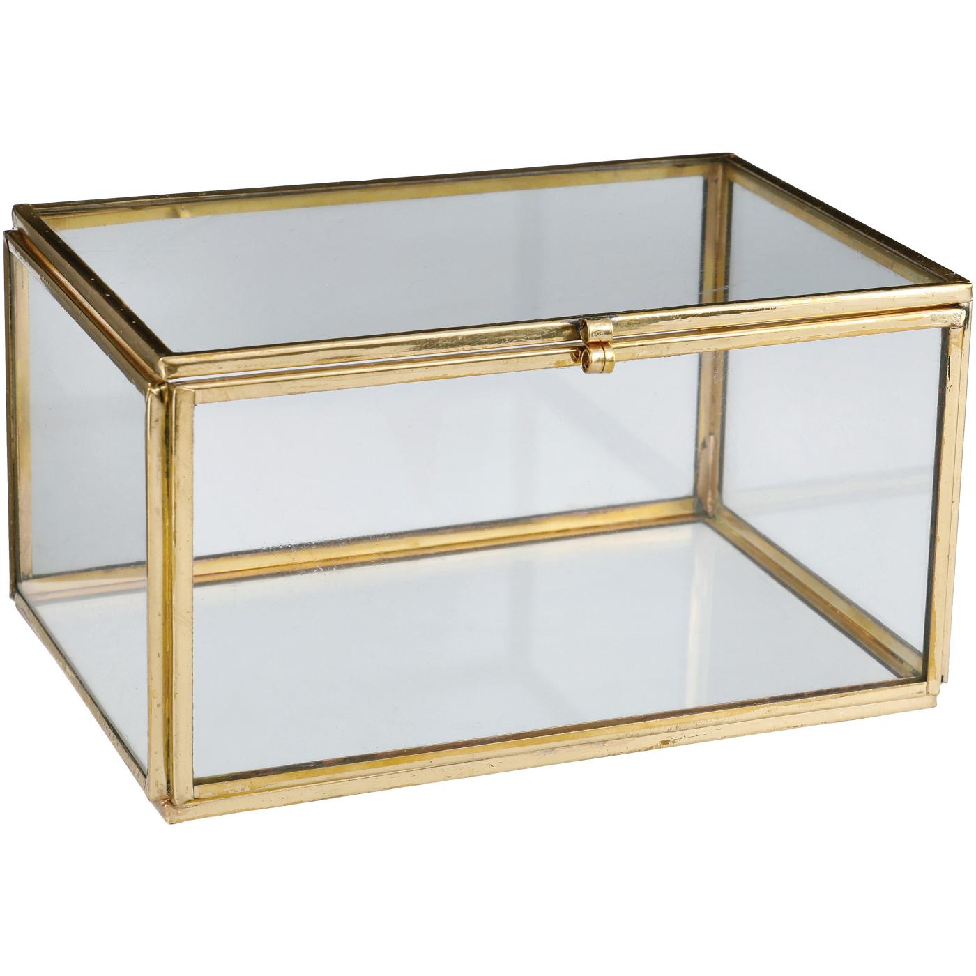 Haven + Key Glass Jewelry Box with Golden Trim; image 1 of 2