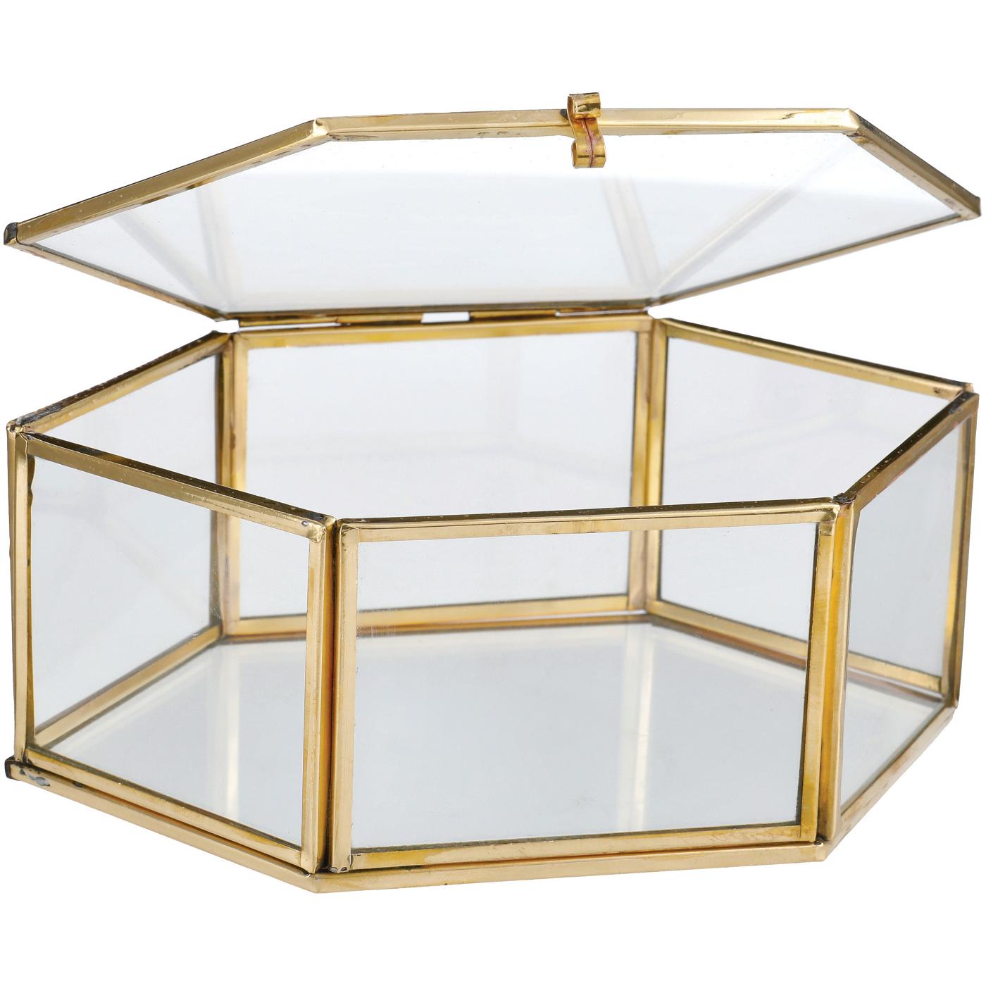Haven + Key Hexagon Glass Jewelry Box with Golden Trim; image 2 of 2