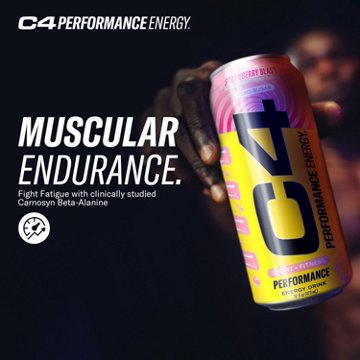C4 Performance Zero Sugar Energy Drink - Strawberry Blast, 16 oz