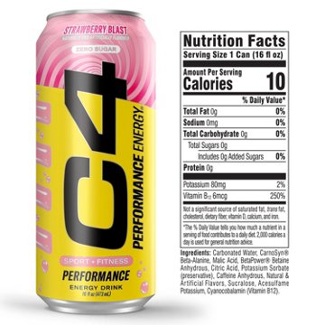 C4 Performance Zero Sugar Energy Drink - Strawberry Blast, 16 oz