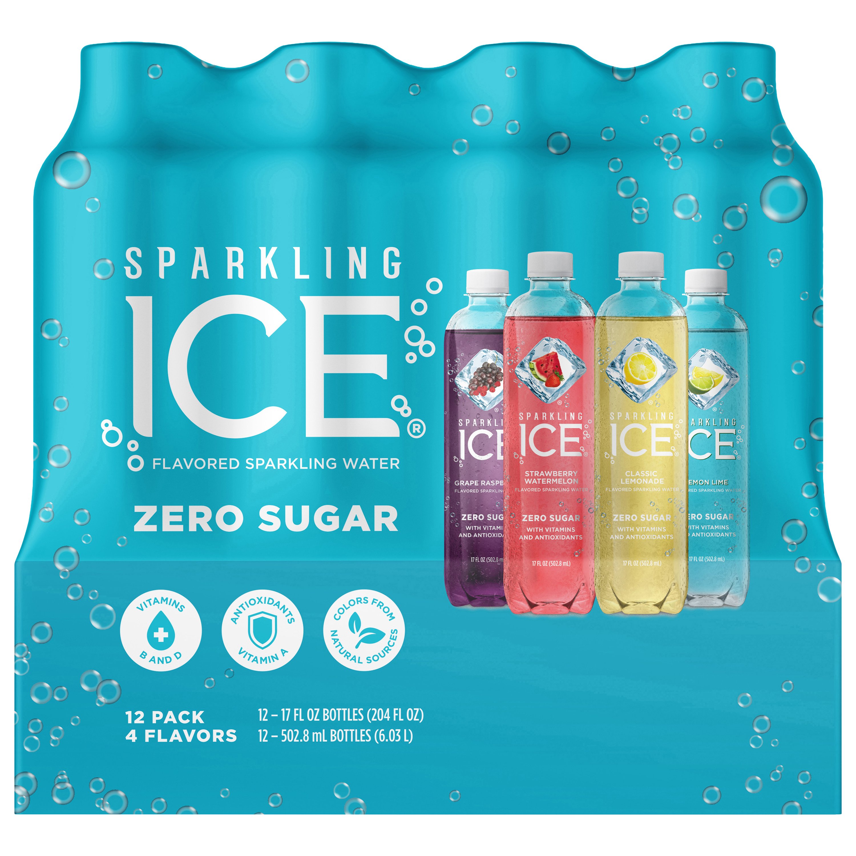 Sparkling Ice Zero Sugar Flavored Sparkling Water Variety Pack 12 pk Bottles, 17 oz