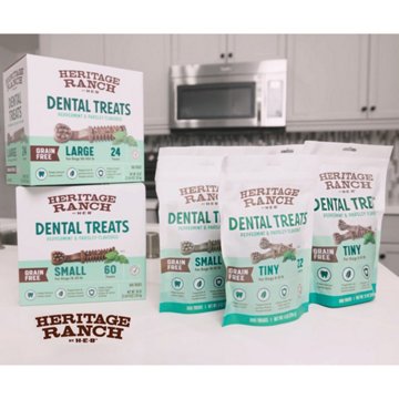 Heritage Ranch by H-E-B Grain Free Peppermint & Parsley Small Breed Dental Dog Treats, 60 ct