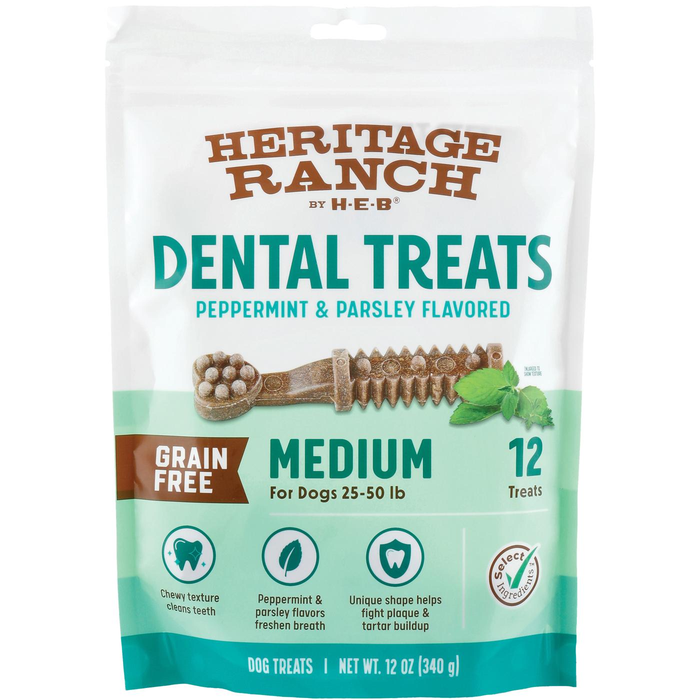 Heritage Ranch by H-E-B Grain Free Peppermint & Parsley Medium Breed Dental Dog Treats; image 1 of 2