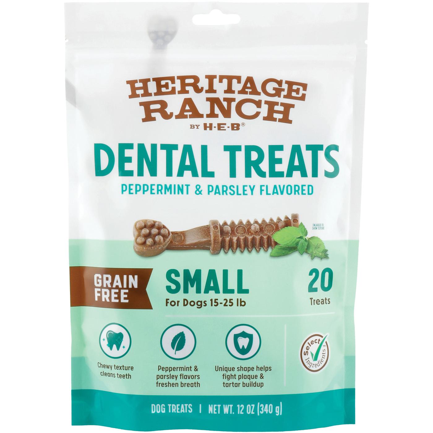 Heritage Ranch by H-E-B Grain Free Peppermint & Parsley Small Breed Dental Dog Treats; image 1 of 2
