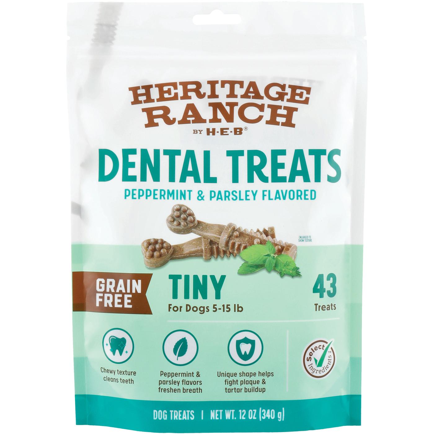 Heritage Ranch by H-E-B Grain Free Peppermint & Parsley Tiny Breed Dental Dog Treats; image 1 of 2