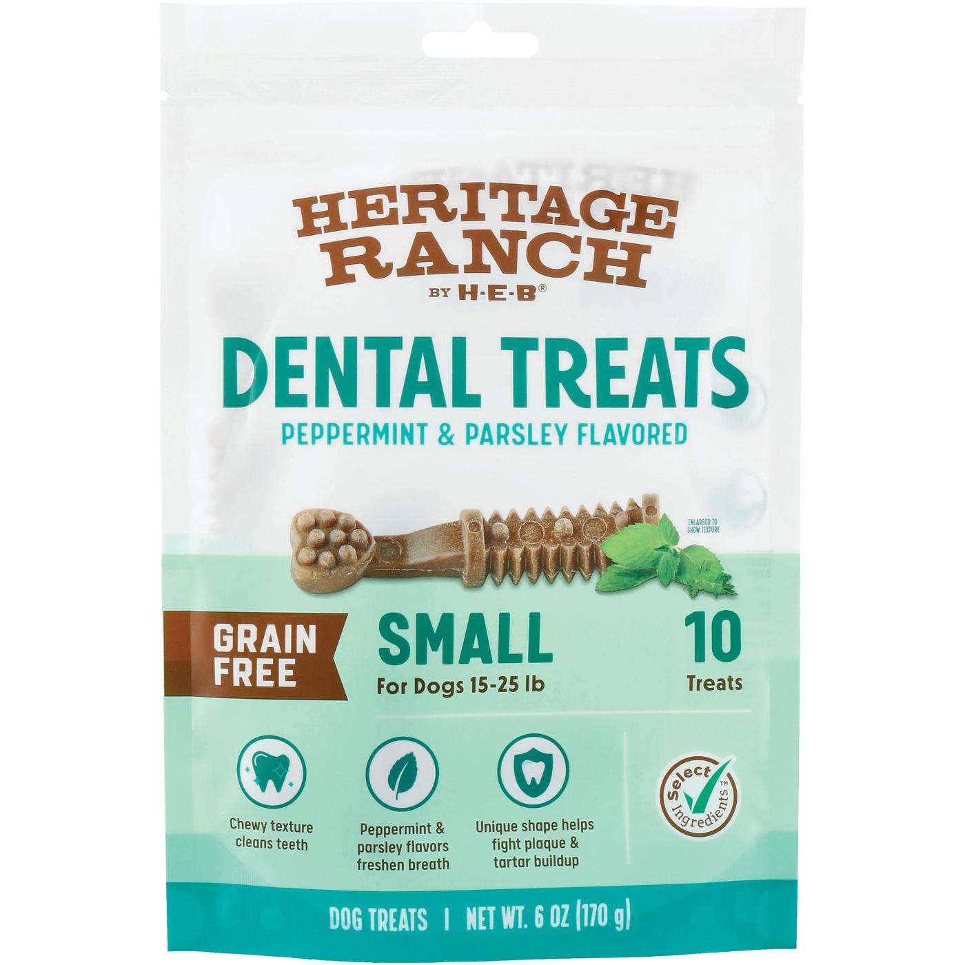 Heritage Ranch by H-E-B Grain Free Peppermint & Parsley Small Breed Dental Dog Treats; image 1 of 2