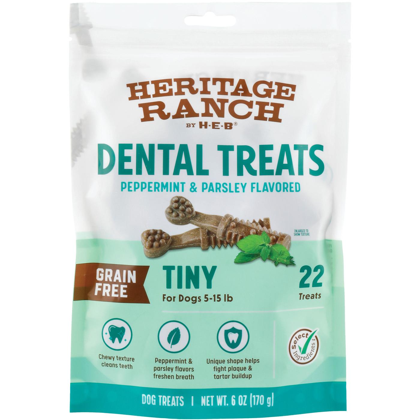 Heritage Ranch by H-E-B Grain Free Peppermint & Parsley Tiny Breed Dental Dog Treats; image 1 of 2