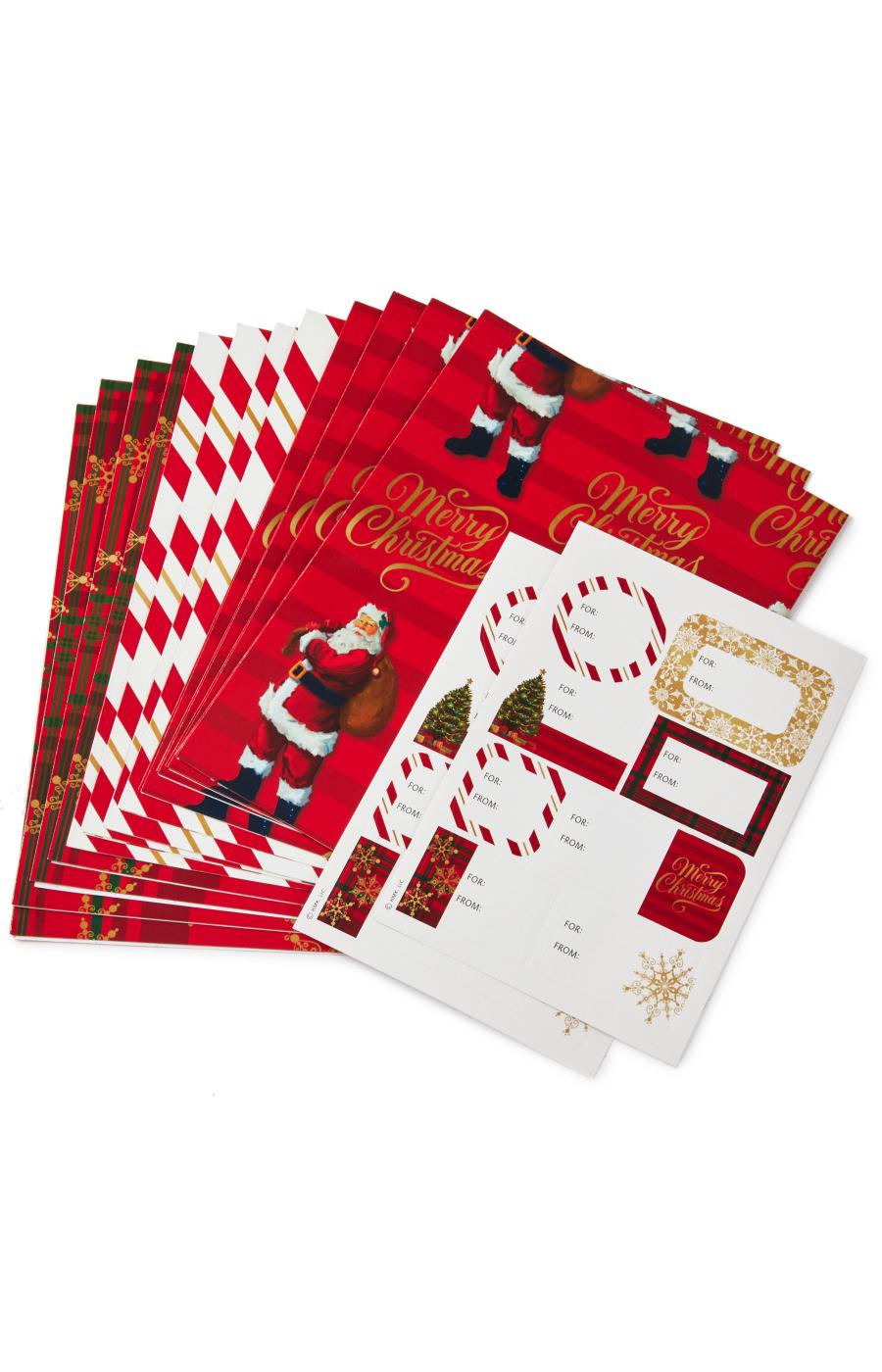 Hallmark Flat Christmas Wrapping Paper Sheets with Gift Tag Seals