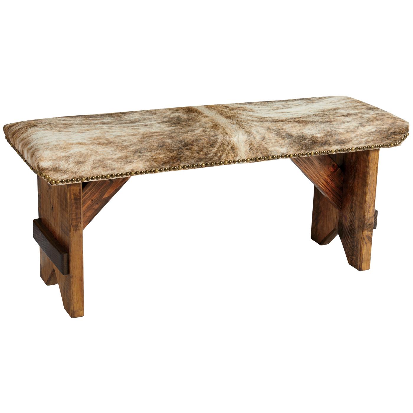 Texas Proud Cowhide Wood Bench - Tricolor; image 1 of 2